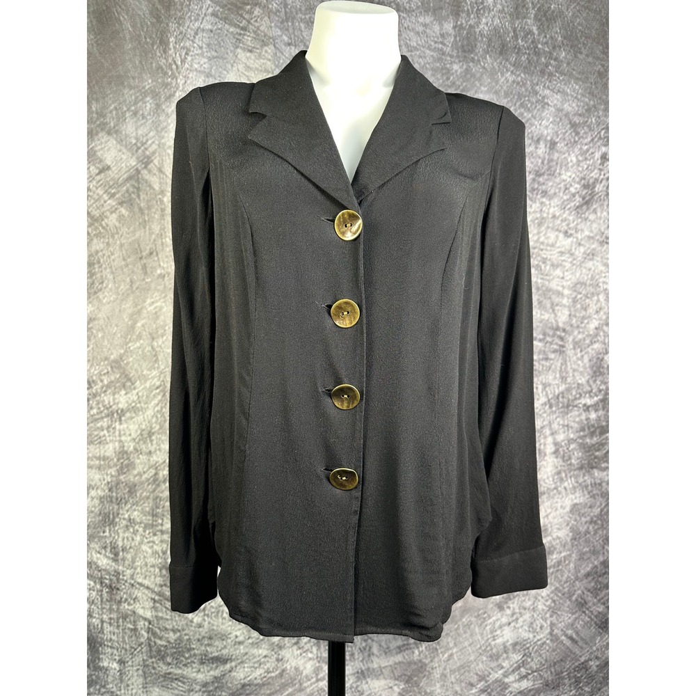 Maeve Anthropologie Blazer Jacket Women 6 Black Viscose Metal Buttons OB887910
